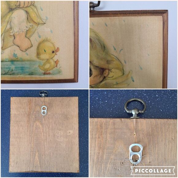 Vintage Hallmark Mary Hamilton Little Angel Big Eyes Homemade Decoupage Plaque - Picture 10 of 10